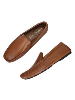 Valentino - Men Premium Leather Tan Casual Slip On Driving Loafers