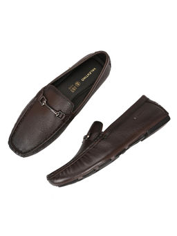Valentino - Men Premium Leather Brown Casual Slip On Driving Loafers