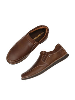 Valentino - Men Premium Leather Brown Casual Slip On Shoes
