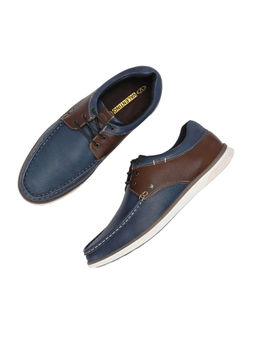 Valentino - Men Premium Leather Blue Casual Derby Shoes