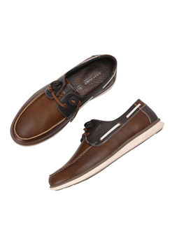 Valentino - West Port Men Premium Leather Tan Boat Shoes