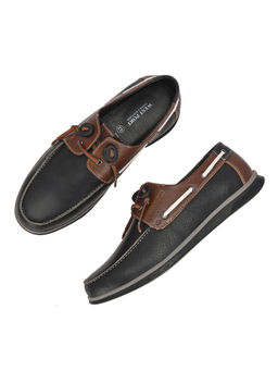 Valentino - West Port Men Premium Leather Black Boat Shoes