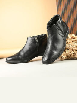 Valentino - Men Premium Leather Black Side Zipper Ankle Boot