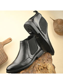 Valentino - Men Premium Leather Black Chelsea Boot