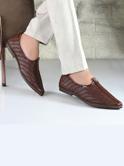 Valentino - West Port Men Brown Faux Leather Ethnic Jutti