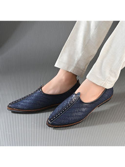 Valentino - West Port Men Navy Blue Faux Leather Ethnic Jutti