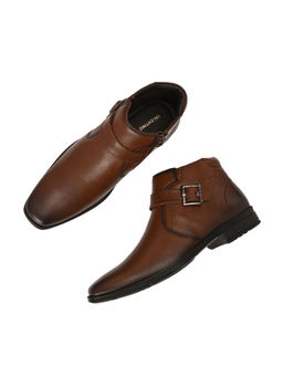 Valentino - Men Premium Leather Brown Side Zipper Ankle Boots
