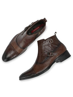 Valentino - Men Premium Leather Brown Side Zipper Boots