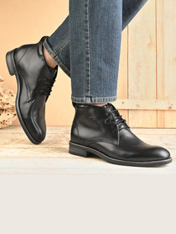 Valentino - Men Premium Leather Black Chukka Boots