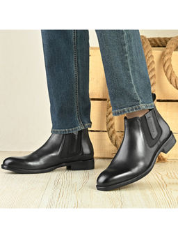 Valentino - Men Premium Leather Black Ankle Chelsea Boot