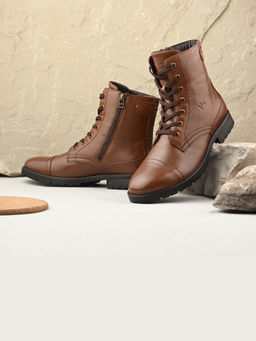 Valentino - Men Premium Leather Hi Ankle Zipper Boot (V-Rockstar-99-Mocca)