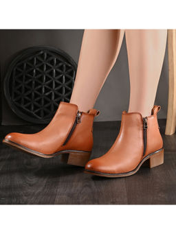 Valentino - Women Premium Leather Peach Zipper Boots