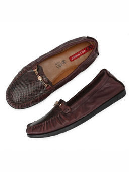 Valentino - Women Premium Leather Bordo Formal Slip On Flexible Loafer