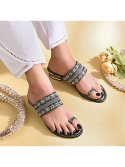 Valentino - Women Embellished Toe-Ring Heeled Sandals