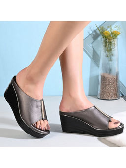 Valentino - Women Metallic Wedge Slide Sandals