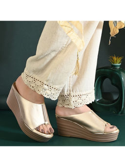 Valentino - Women Metallic Wedge Slide Sandals