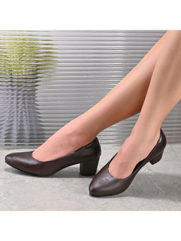 Valentino - Women Brown Block Heel Pumps