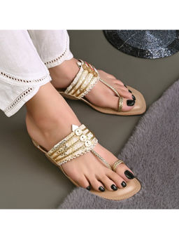 Valentino - Women Gold Embellished Ethnic Flats