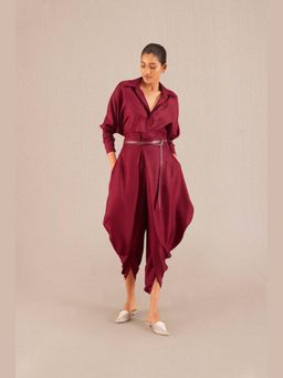 AMPM - Wine Mehr Shirt and Dhoti Pant with Belt