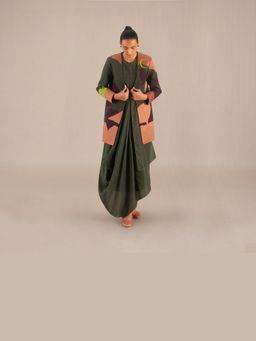 AMPM - Olive Iyka Printed Dress and Jacket Set