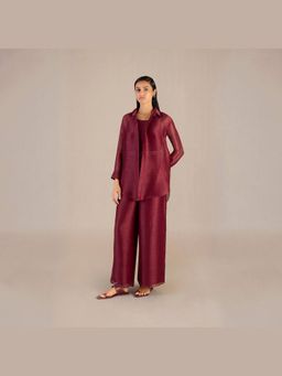 AMPM - Maroon Hyra Shirt and Palazzo with Inner and Belt