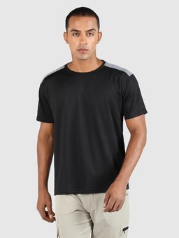 CHKOKKO - Mens Round Neck Black Sports T Shirt