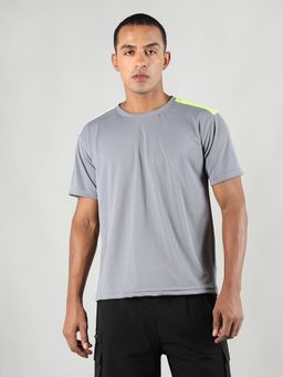 CHKOKKO - Mens Round Neck Grey Sports T Shirt