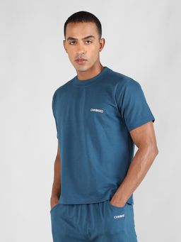CHKOKKO - Men Loose Fit Indigo Half Sleeve T Shirt