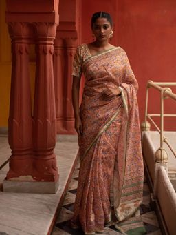 Shilpi Handicrafts - Aheli Pink Chanderi SareeWith Unstitched