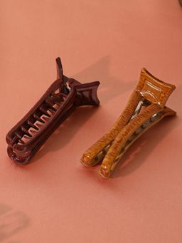 Estele - Multicolor Banana Plastic Claw Clips for Women or Girl Pack of 2