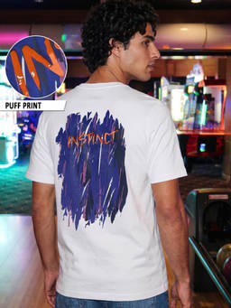 Bewakoof - Men White Instinct Graphic Interlock Cotton T-shirt