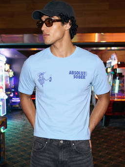 Bewakoof - Men Blue Absolute Sober Printed T-shirt