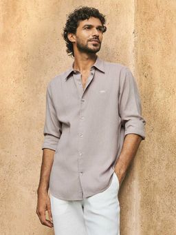 Andamen - Men Linen Lyocell Slim Fit Casual Shirt - Grey
