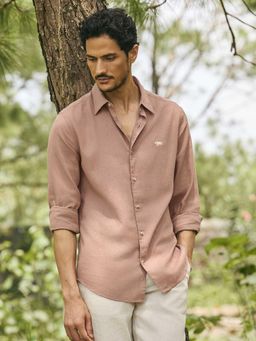 Andamen - Men Linen Lyocell Slim Fit Casual Shirt - Brown