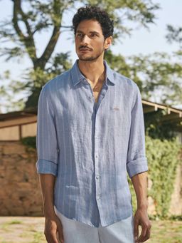 Andamen - Men Pure Linen Regular Fit Casual Shirt - Grey