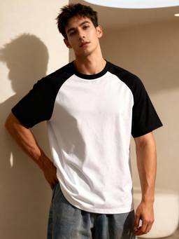 TOM MILTON - Men White Raglan Sleeve Round Neck T-Shirt