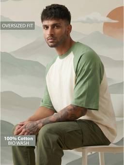 TOM MILTON - Men White Color Round Neck Reclon Half Sleeve Oversize tshirt