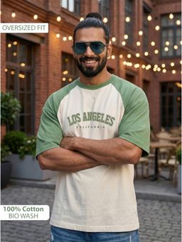 TOM MILTON - Men White Color Round Neck Reclon Half Sleeve Oversize tshirt
