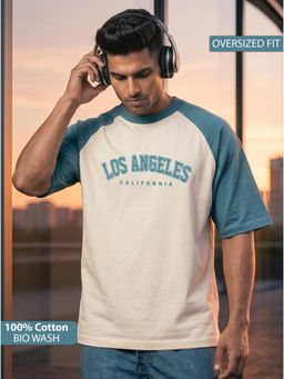 TOM MILTON - Men White Color Round Neck Reclon Half Sleeve Oversize tshirt