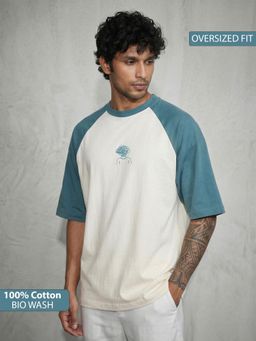TOM MILTON - Men White Color Round Neck Reclon Half Sleeve Oversize tshirt