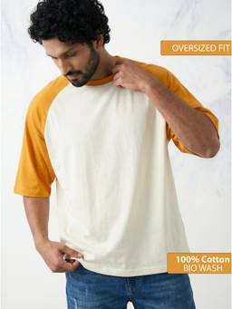 TOM MILTON - Men White Color Round Neck Reclon Half Sleeve Oversize tshirt