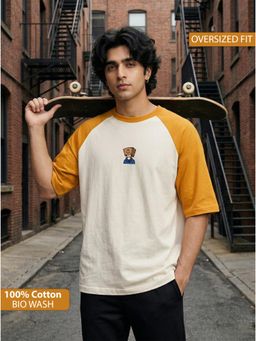 TOM MILTON - Men White Color Round Neck Reclon Half Sleeve Oversize tshirt