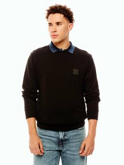 Calvin Klein - Men Solid Relaxed Fit Cotton Sweatshirt - Black
