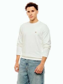 Calvin Klein - Men Solid Relaxed Fit Cotton Sweatshirt - White