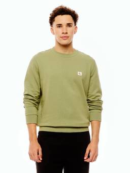 Calvin Klein - Men Solid Relaxed Fit Cotton Sweatshirt - Olive