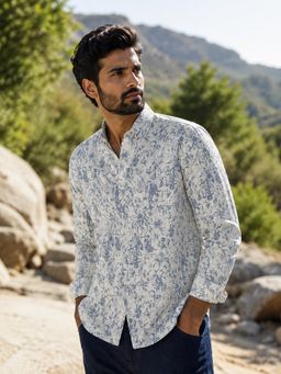 CAHOOT - Men Botanical Cotton Regular Fit Casual Shirt - Off White