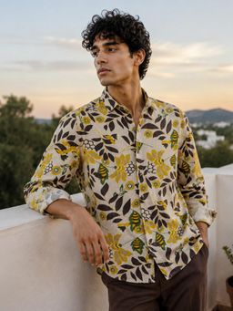 CAHOOT - Men Cotton Regular Fit Casual Shirt - Beige