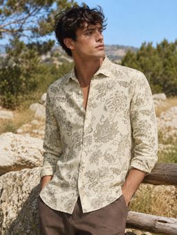 CAHOOT - Men Floral Regular Fit Casual Shirt - Beige