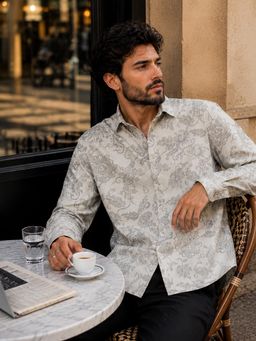 CAHOOT - Men Floral Regular Fit Casual Shirt - Beige