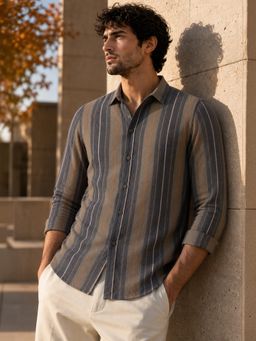 CAHOOT - Men Striped Cotton Regular Fit Casual Shirt - Multi-Color